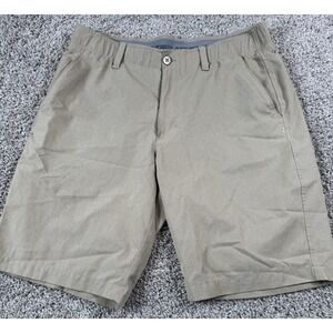Under Armour Heat Gear Match Play Performance Golf Shorts Beige Stretch Mens 34